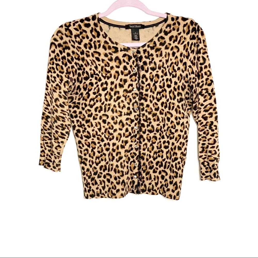 White House Black Market Cheetah Cardigan Size Small